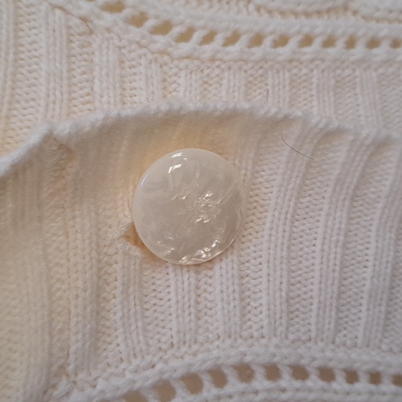 Motto  Cable Knit 1 Button Collared Ivory Sweater Cardigan. Size Medium NWOT - Picture 4 of 9